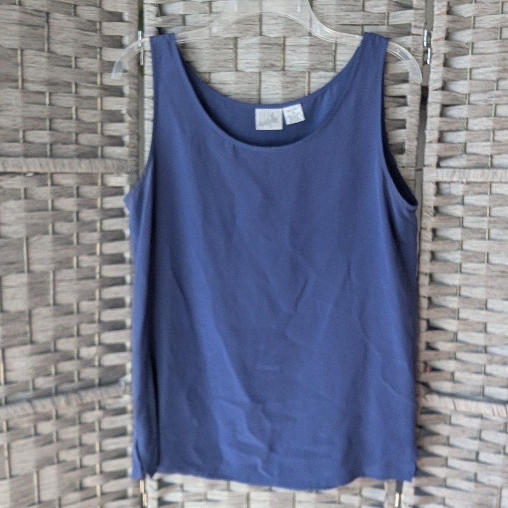 Vtg Cobalt Royal Blue Silk Tank Top Blouse Sleeveless Shell Quiet Luxury Sz 10